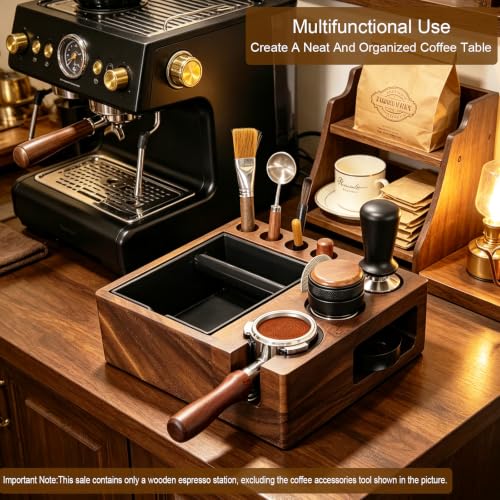 Espresso tamping station and knock box