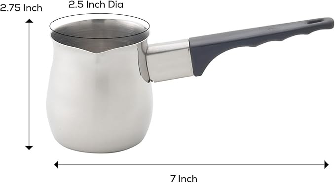 Fino Turkish Warmer Coffee Pot, Professional Quality 18/8 Stainless Steel, 6-Ounce Capacity, For Turkish Coffee, Hot Chocolate, Sauces, Everyday Meals, And Holiday Entertaining