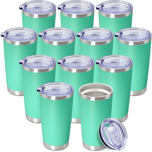 20oz Tumbler Insulated Coffee Tumblers with Lid StainlessSteel LightBlue12P (12 Count)