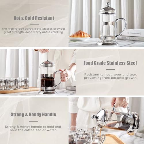 Silver French Press Coffee Maker