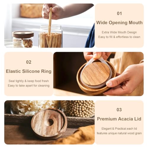 Glass Jars with Airtight Wood Lids (2 Count)