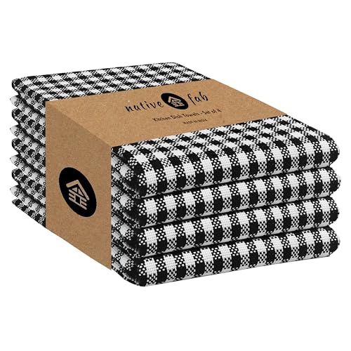 100% Cotton Gingham Farmhouse Kitchen Dish Towel 4 Pack 16"x26"