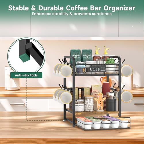 Coffee Bar Organizer Station Shelf Mug Holder
