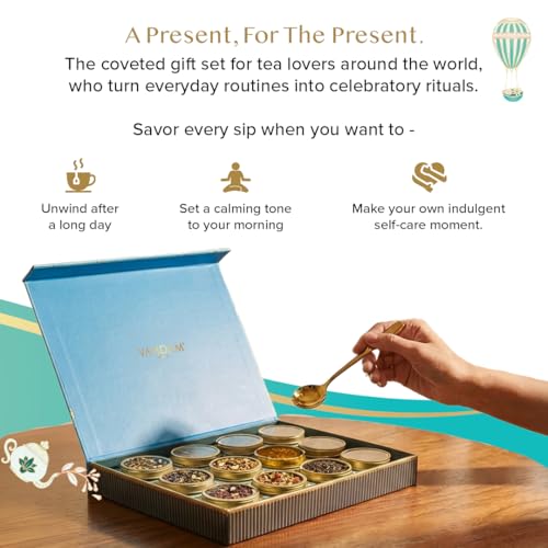 Tea Gift Set 12 Loose Leaf Teas in Tin Caddy Presentation Box (8.81 Ounce)