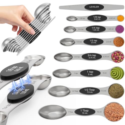 Magnetic Measuring Spoons Set with Measurement Markings (8 Count)