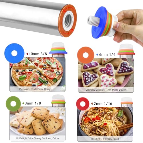 Adjustable Rolling Pin 3 Set and Silicone Baking Pastry Mat Silicone Bush Set