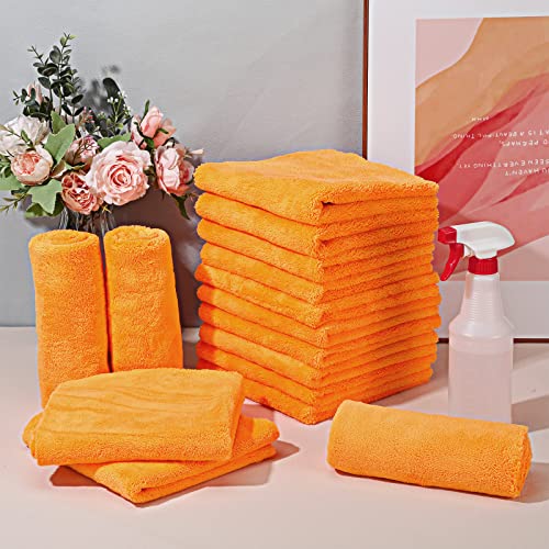 30 Pcs 16 x 16 Inch Edgeless Microfiber Plush Towels for Cars Detailing Drying Wash Polishing Absorbent Cleaning Cloths