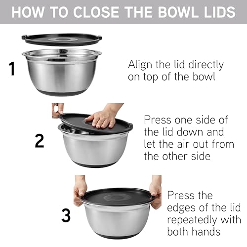 Stainless Steel Mixing Bowls Set with Lids
