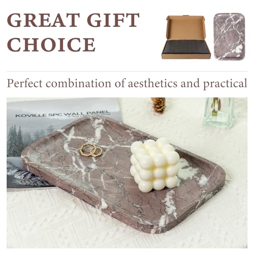 Marble Tray 12"x8" Marble Vanity Tray for Countertop Bathroom Kitchen Dresser