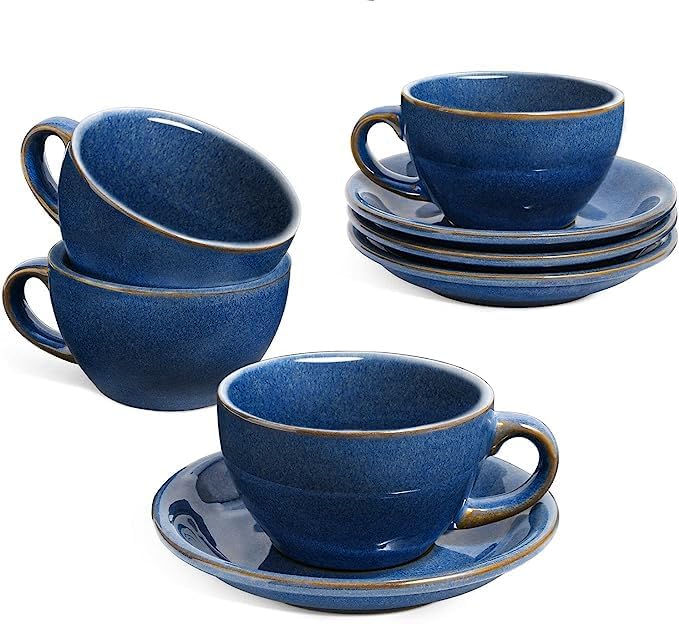 6 oz Cappuccino Cups with Saucers (4 Count)