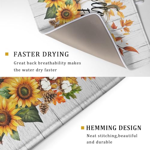 Hello Fall Sunflowers Dish Drying Mat for Kitchen Counter