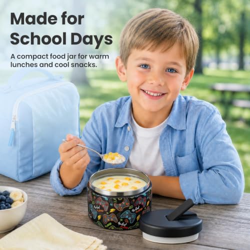 12oz Insulated Vacuum Food Jar with Buckle Lid Wide Mouth Soup Thermo for Hot Food Kids Leakproof Stainless Steel Lunch Container