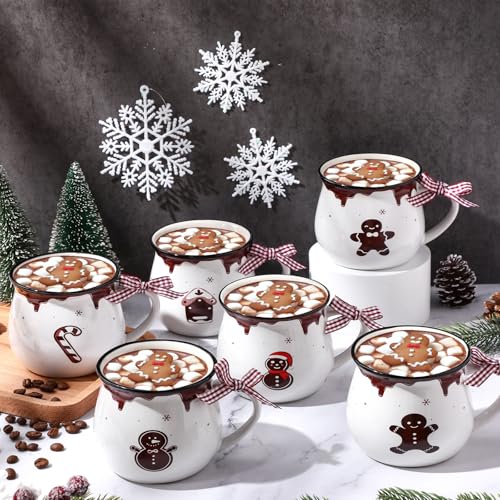6 Set Christmas Coffee Mug Ceramic 12oz Hot Cocoa Cup (6 Count)