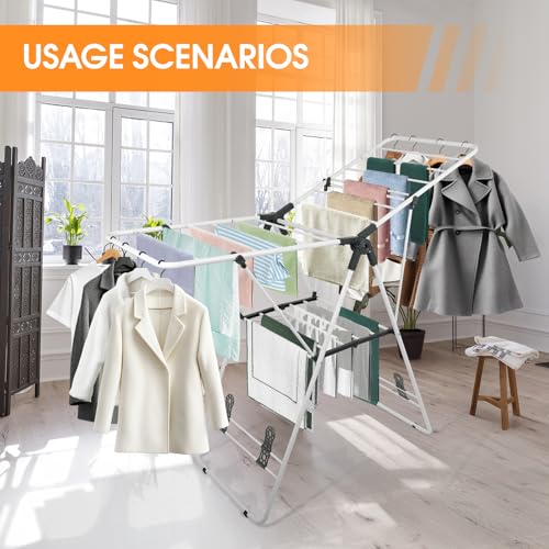 Clothes Drying Rack Foldable Metal Laundry Drying Rack White