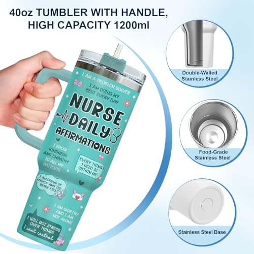 Nurse Life Funny Daily 40 oz Tumbler with Handle