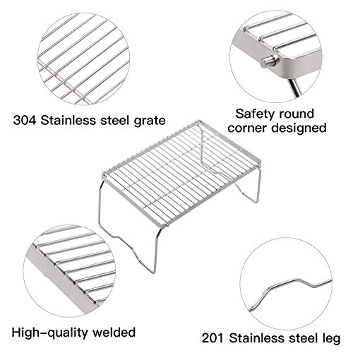 17" Large Folding Campfire Grill 304 Stainless Steel Grate
