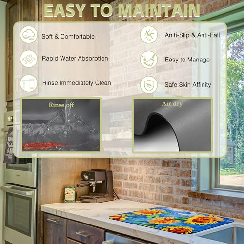 Dish Drying Mat for Kitchen Counter Absorbent Dish Coffee Mat 16"X24"
