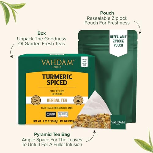 Turmeric Ginger Cinnamon Tea Bags with Black Pepper (100 Count)