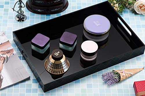 Glossy Black Sturdy Acrylic Serving Tray with Handles