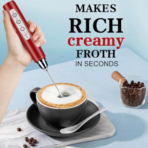 Milk Frother Wand Rechargeable Handheld Whisk Coffee 3 Speed Adjustable