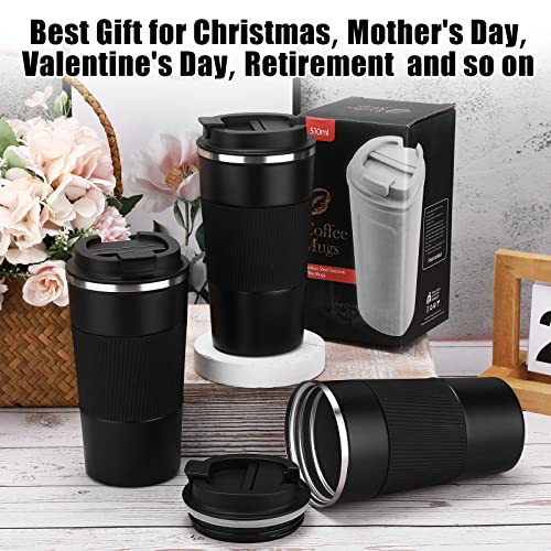 4 Pack 16 oz Bulk Travel Coffee Mug with Lid Reusable Vacuum Insulated Coffee Tumbler Double Wall Thermal Stainless Steel Camping Tea Cup for Christmas Winter Drinks Employee Gift