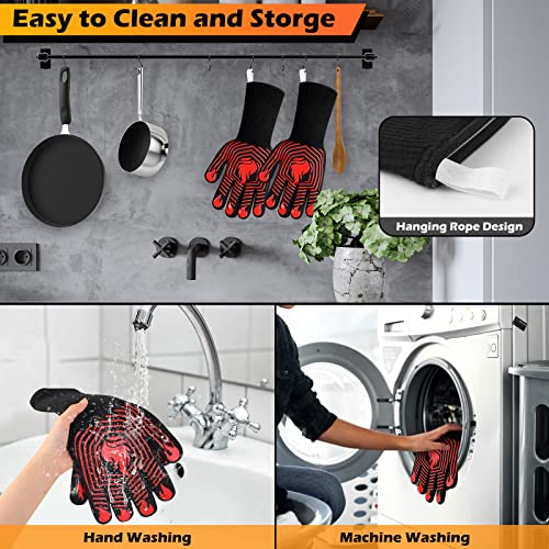 BBQ Gloves 1472°F Heat Resistant Gloves Fireproof Mitts (10.5822 Ounce)