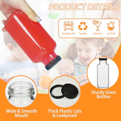 12 Pack 12oz Glass Drink Bottles with Lids