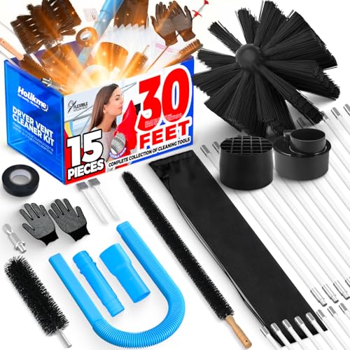 30FT Dryer Vent Cleaner Kit 15Pcs