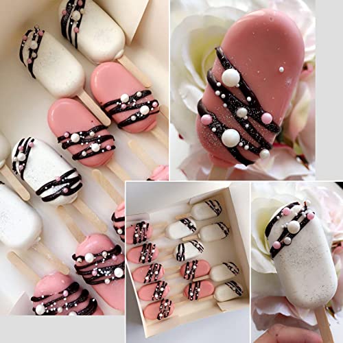 2 Pack 4 Cavity Mini Popsicle Silicone Molds with 50 Wooden Sticks
