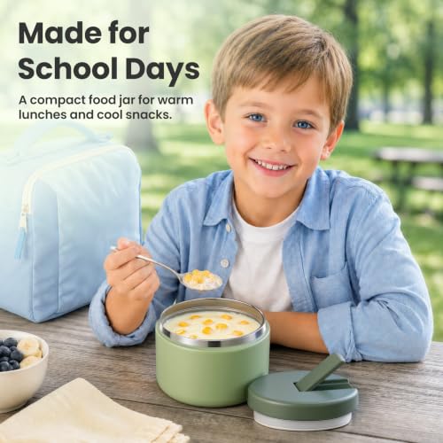 12oz Insulated Vacuum Food Jar with Buckle Lid Wide Mouth Soup Thermo for Hot Food Kids Leakproof Stainless Steel Lunch Container