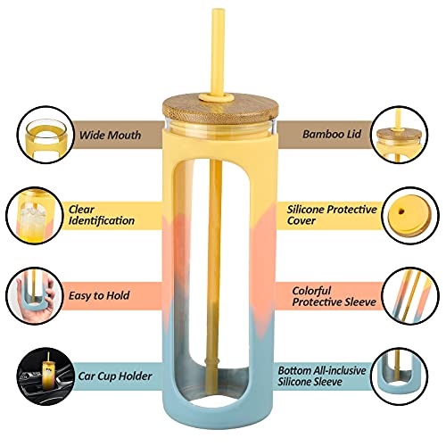 20oz Glass Tumbler with Straw and Lid