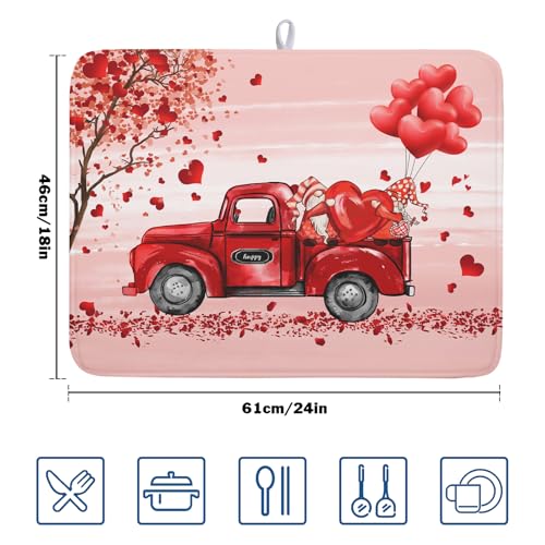 Valentine's Day Dish Drying Mats for Kitchen Counter