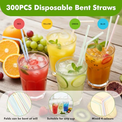 8.3" Flexible Bendy Disposable Drinking Straws (300 Count)
