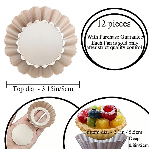 Mini Tart Pans Removable Bottom 3 Inch (12 Count)