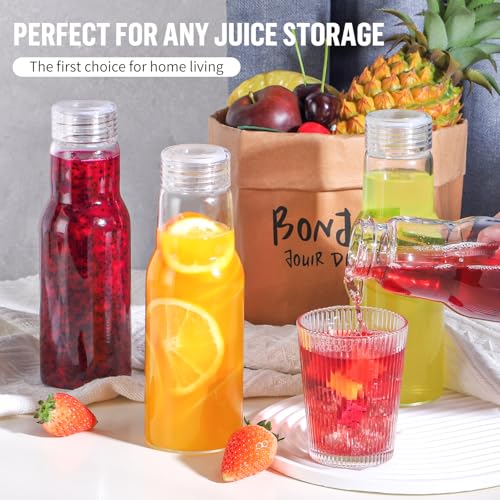 17 Oz Glass Juice Bottles with Lids (4 Count)