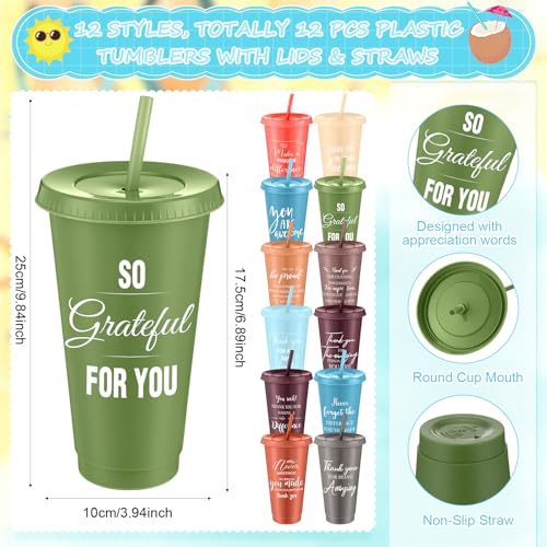 36 Pcs Employee Appreciation Gifts Bulk 24 oz Thank You Tumbler with Lid and Straw Mini Spiral Notebooks and Pens Appreciation Gifts for Team Employee Coworkers Teacher (36 Count)