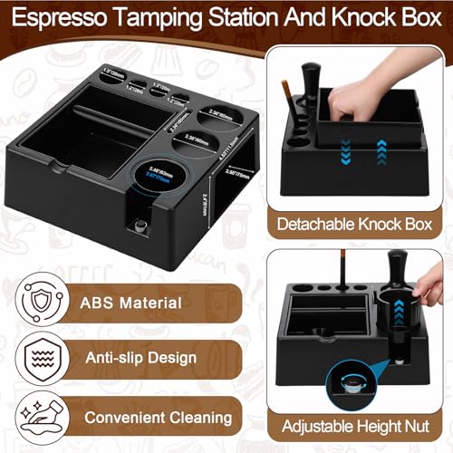 53mm Black 7 Pcs Espresso Accessories Kit with Tamping Station (7 Count)