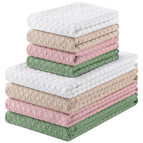 Microfiber Waffle Weave Kitchen Towels Set (8 Count)