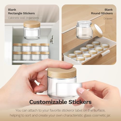 48 Pack 2 oz Small Glass Jars with Plastic Woodgrain Lids (48 Count)