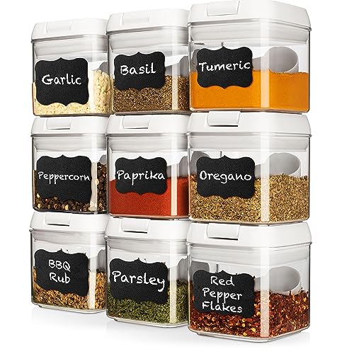 9 PC (0.5L, 17oz) Spice Storage Containers with Lids & 6 Spoons (9 Count)