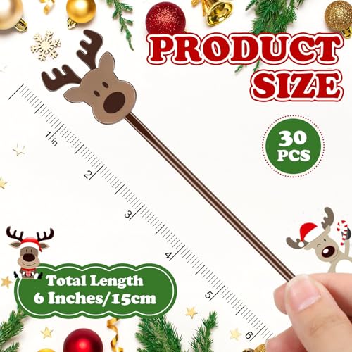 30 Pcs Christmas Drink Stirrers Reindeer Stir Sticks (30 Count)
