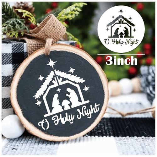 30 Pieces Small Christmas Nativity Stencils for Painting on Wood Reusable Palstic Nativity Scene Stencils for DIY Crafts Ornament Wood Cookie (30 Count)