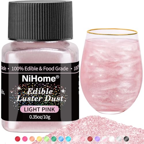 Edible Food Grade Glitter Powder Glimmer Luster Dust Metallic Fancy Food Decorating Sprinkle Glimmery Dust for Drink Wine Beverage Cake Bakery Vegan Allergen