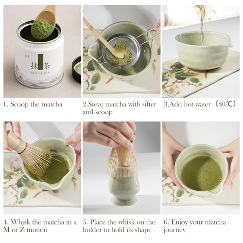 Matcha Set 8 PCS Japanese Matcha Bowl Set with Whisk and Tea Scoop