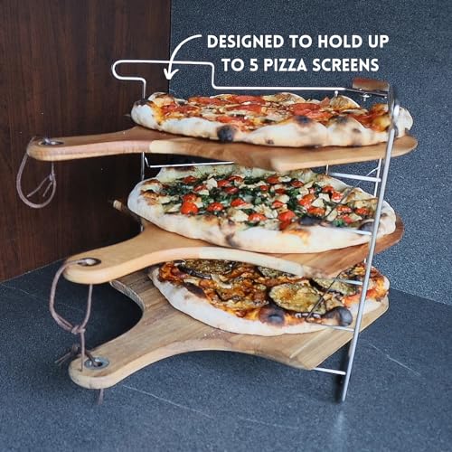 Folding Pizza Rack with five 14 Inch Pizza Screens