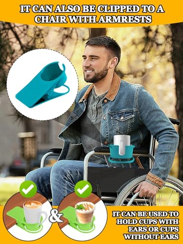 3PCS Drinking Cup Holder Clip Kalolary Chair Desk Bottle Cup Stand DIY Glass Clamp Storage Saucer Clip with Groove for Potted Plant Beverage Coffee Mug Holder Clip for Home Office (3 Count)