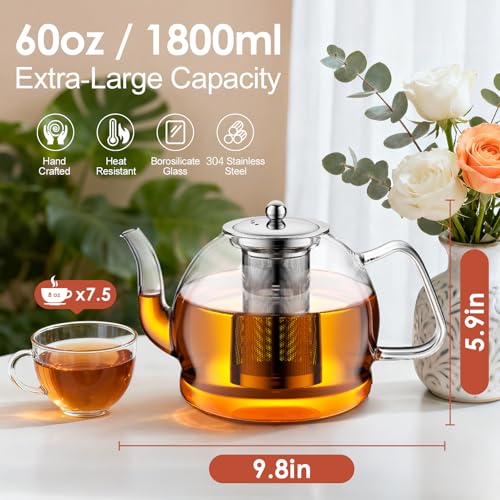 1800ml Glass Teapot with Infuser