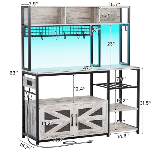 47.2 Inch Bakers Rack with Power Outlet