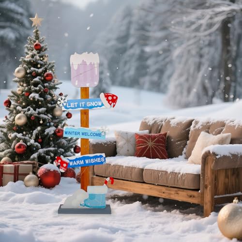 Lighted Wooden Christmas Porch Sign