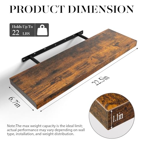 Rustic Brown Floating Shelves 22.5in